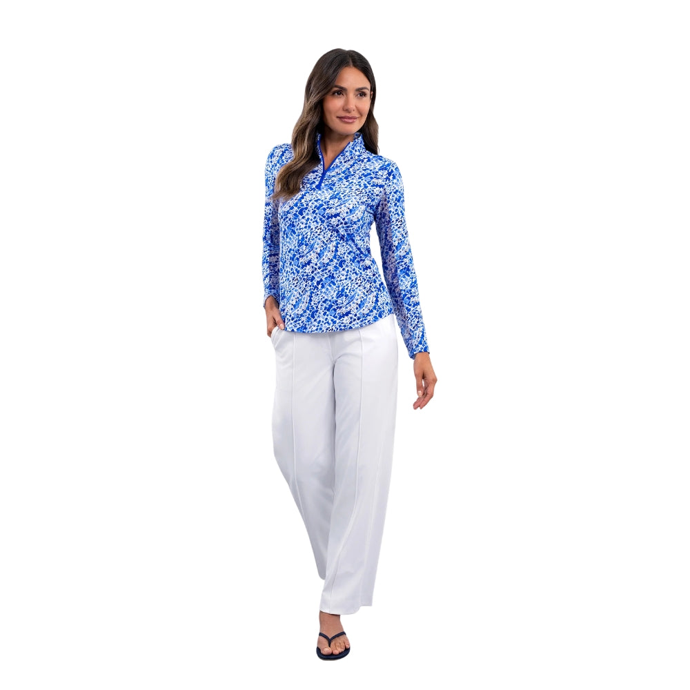 Ibkul Womens Yesenia Mock Neck Polo