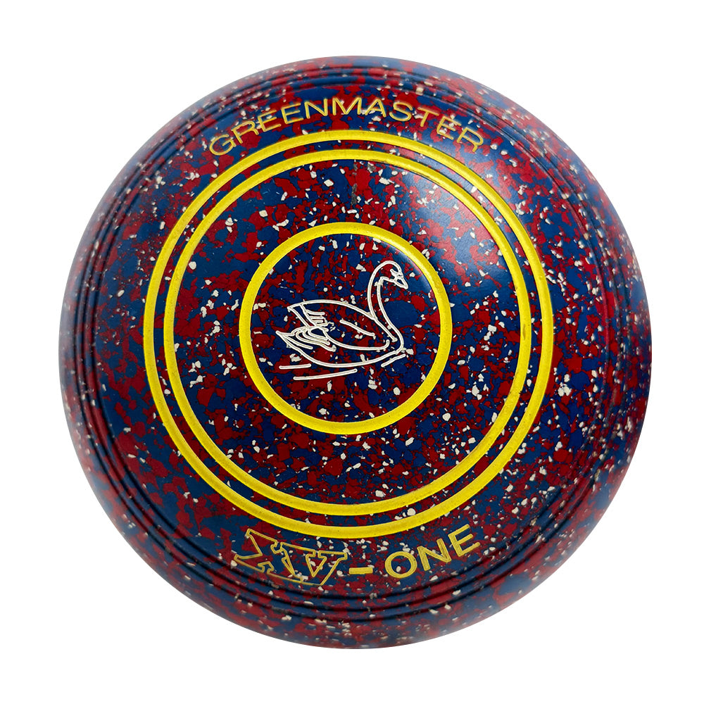 Greenmaster (Pre-Owned) XV-One Lawn Bowls Size 4 Heavy Non-Gripped - Red/Blue Speckle
