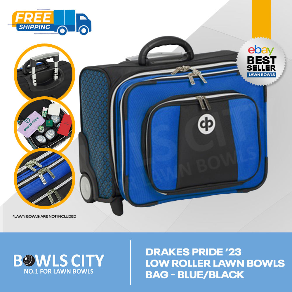 NEW Style Large Black/Blue Trolley 4 Lawn Bowls Bag + 2 x 2 Carriers