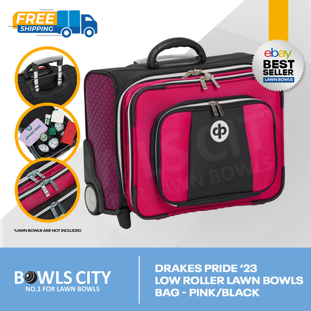NEW Style Large Black/Pink Trolley 4 Lawn Bowls Bag + 2 x 2 Carriers