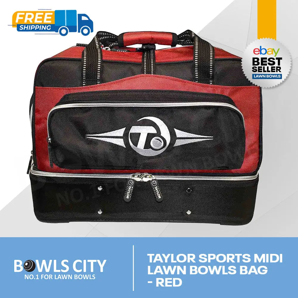 INCL. POST! Taylor Red Large 4 Bowls Bag Good size -  room between bowls - Bowls City