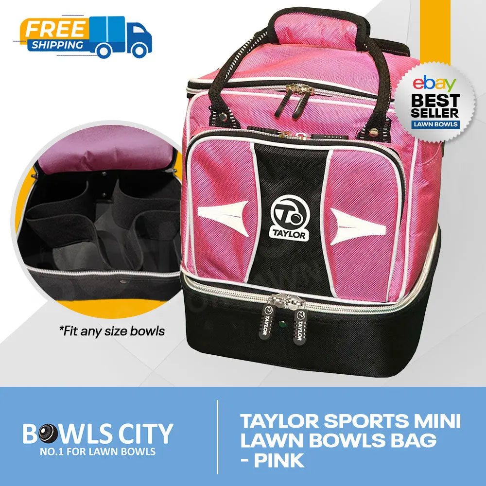 INCL. POST! Taylor Compact Size Pink 4 Bowls Carry Bag with storage - Bowls City