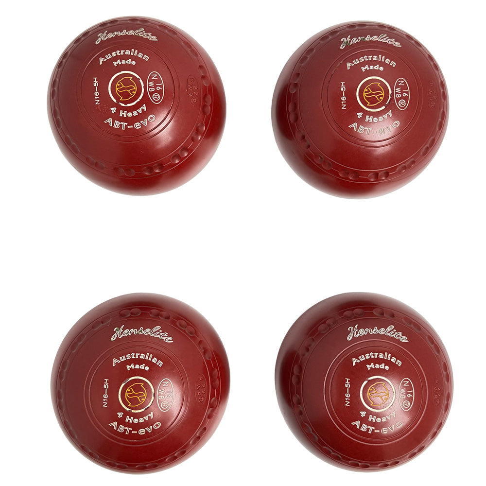 Henselite (Pre-Owned) ABT-Evo Lawn Bowls 4 Heavy Gripped Maroon - N16-5H