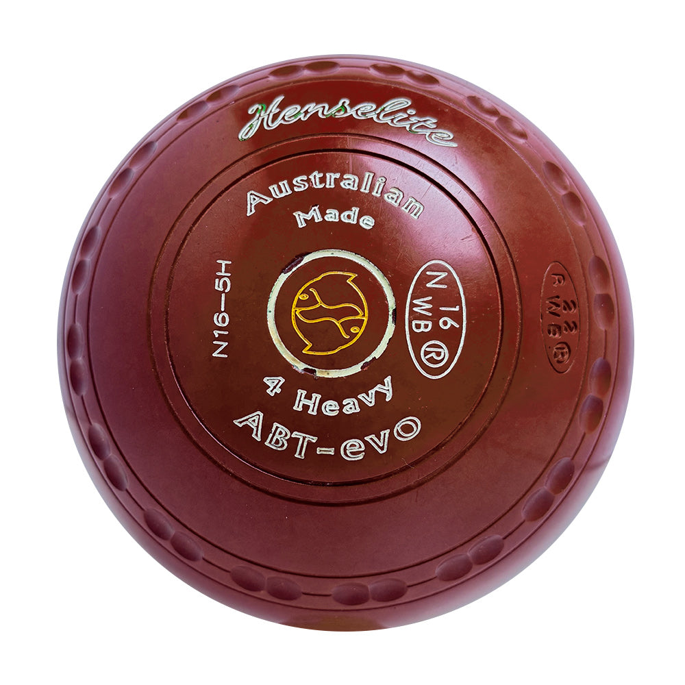 Henselite (Pre-Owned) ABT-Evo Lawn Bowls 4 Heavy Gripped Maroon - N16-5H