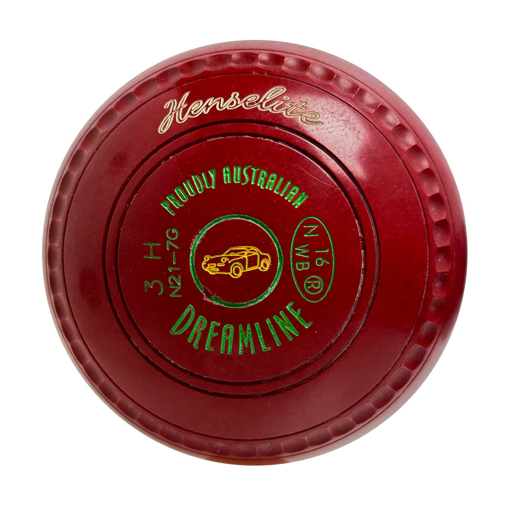 Henselite (Pre-Owned) Dreamline Lawn Bowls Size 3 Heavy Gripped - Maroon