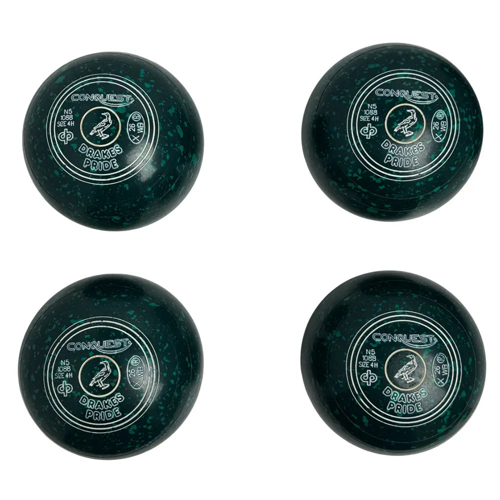 Drakes Pride (Pre-Owned) Conquest Lawn Bowls 4 Heavy Non-Gripped Green Speckle N5-1088 Drakes Pride