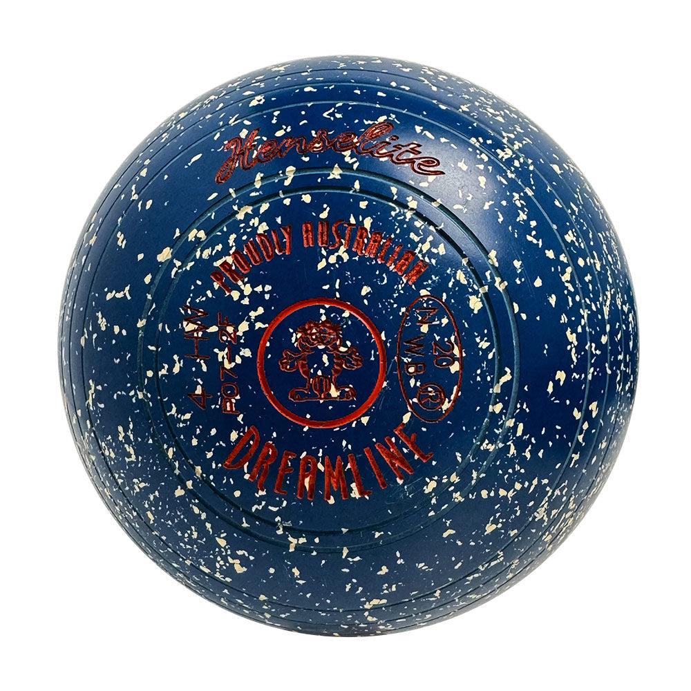 Henselite (Pre-Owned) Dreamline Lawn Bowls Size 4 Heavy Non-Gripped - Blue/White PO7-2f