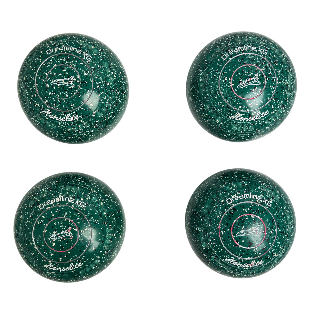 Henselite (Pre-Owned) Dreamline XG Lawn Bowls Size 4 Heavy Gripped - Green Speckle P77-6T