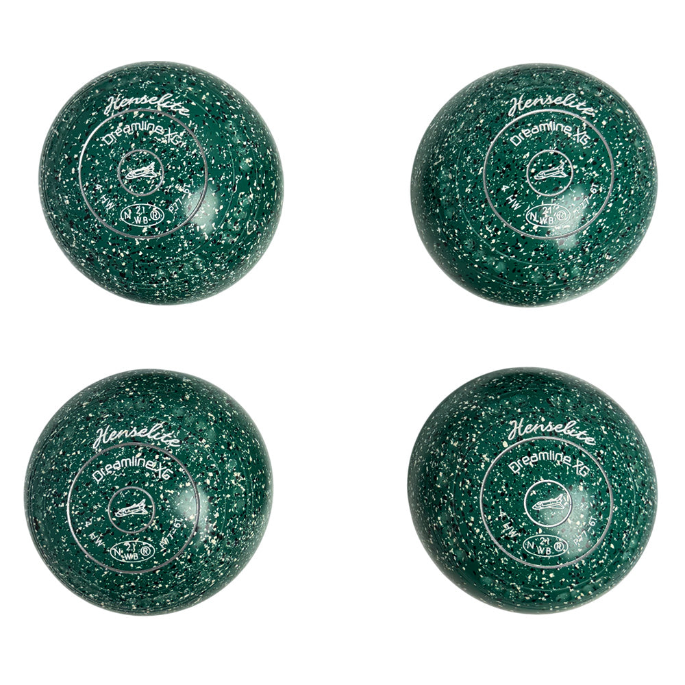 Henselite (Pre-Owned) Dreamline XG Lawn Bowls Size 4 Heavy Gripped - Green Speckle P77-6T