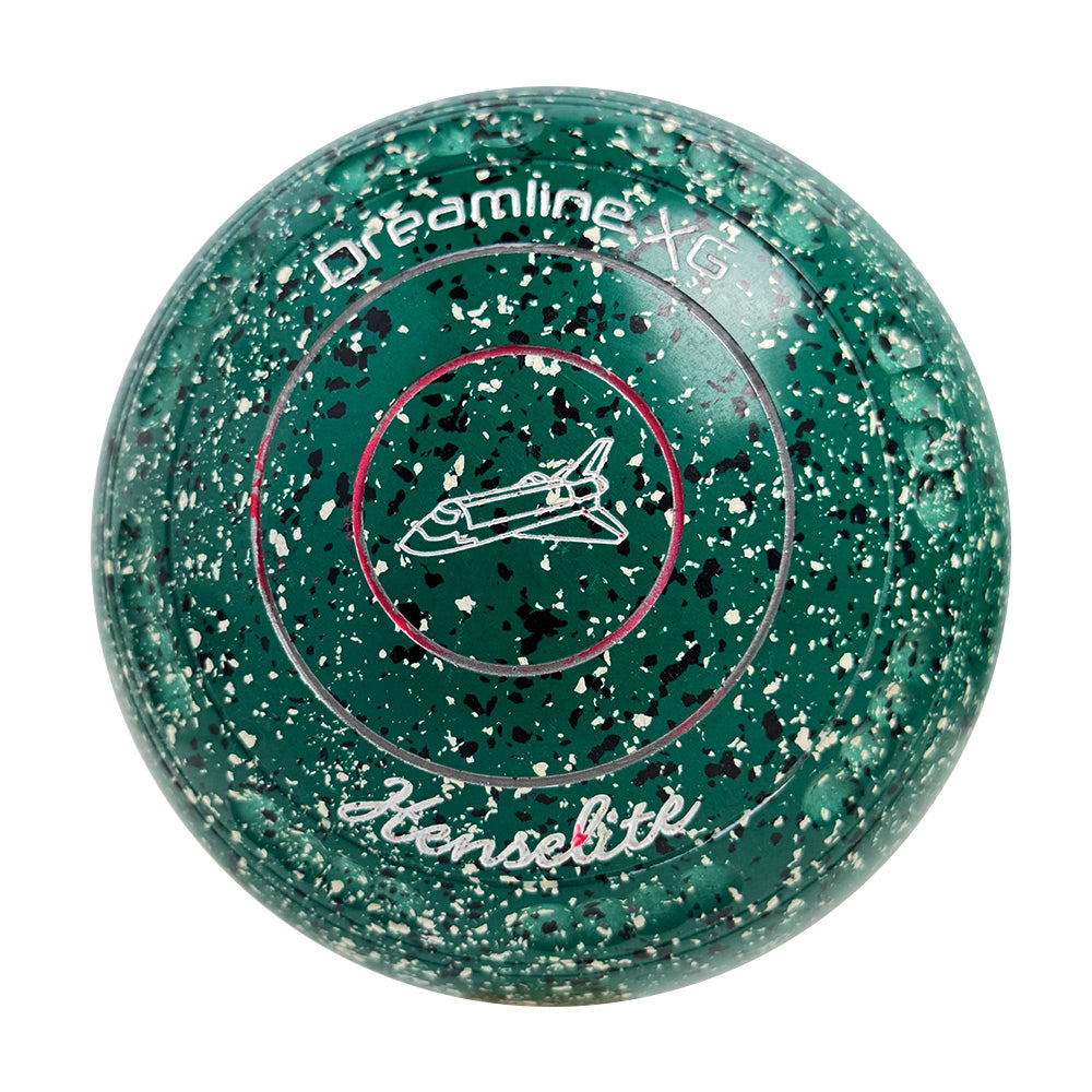 Henselite (Pre-Owned) Dreamline XG Lawn Bowls Size 4 Heavy Gripped - Green Speckle P77-6T