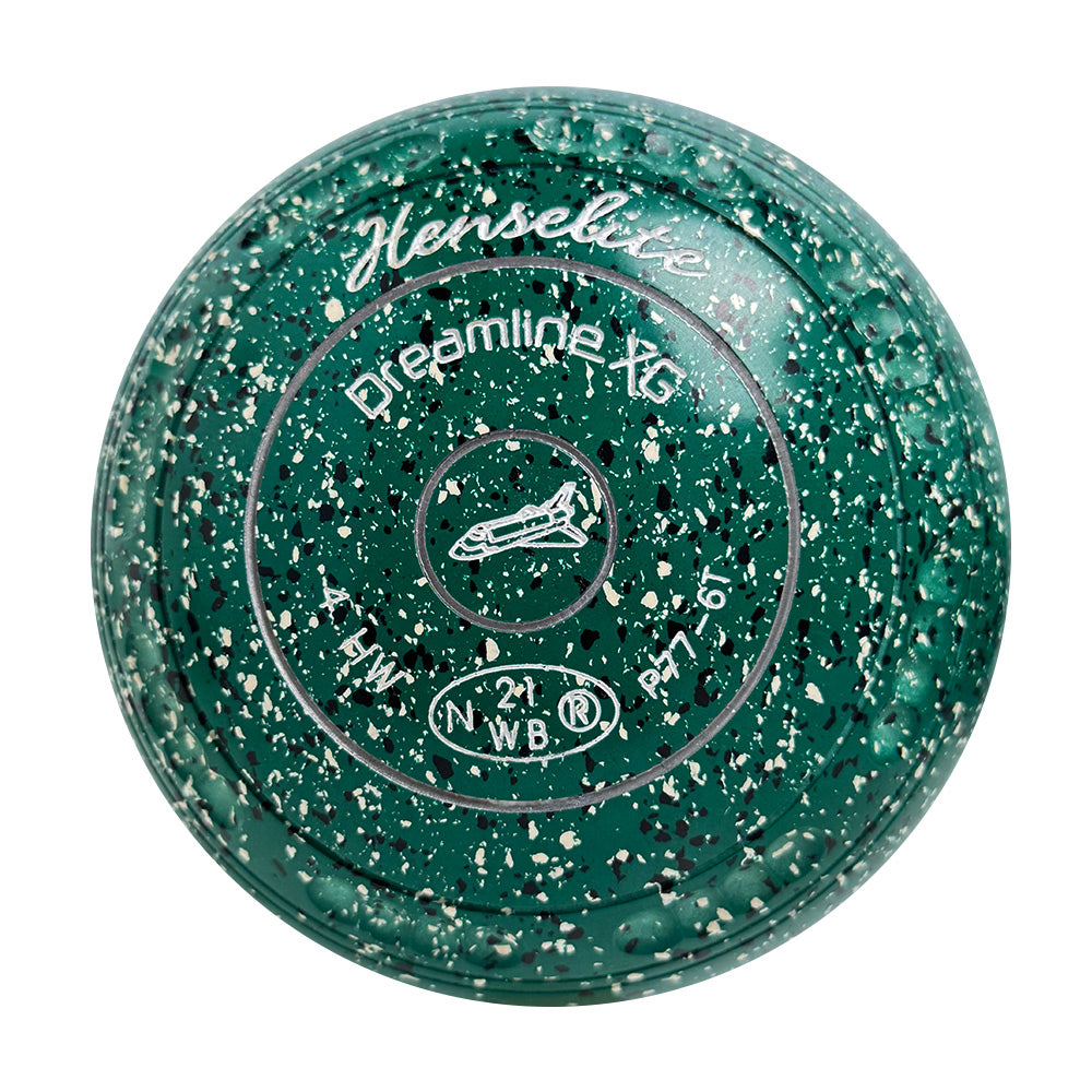 Henselite (Pre-Owned) Dreamline XG Lawn Bowls Size 4 Heavy Gripped - Green Speckle P77-6T