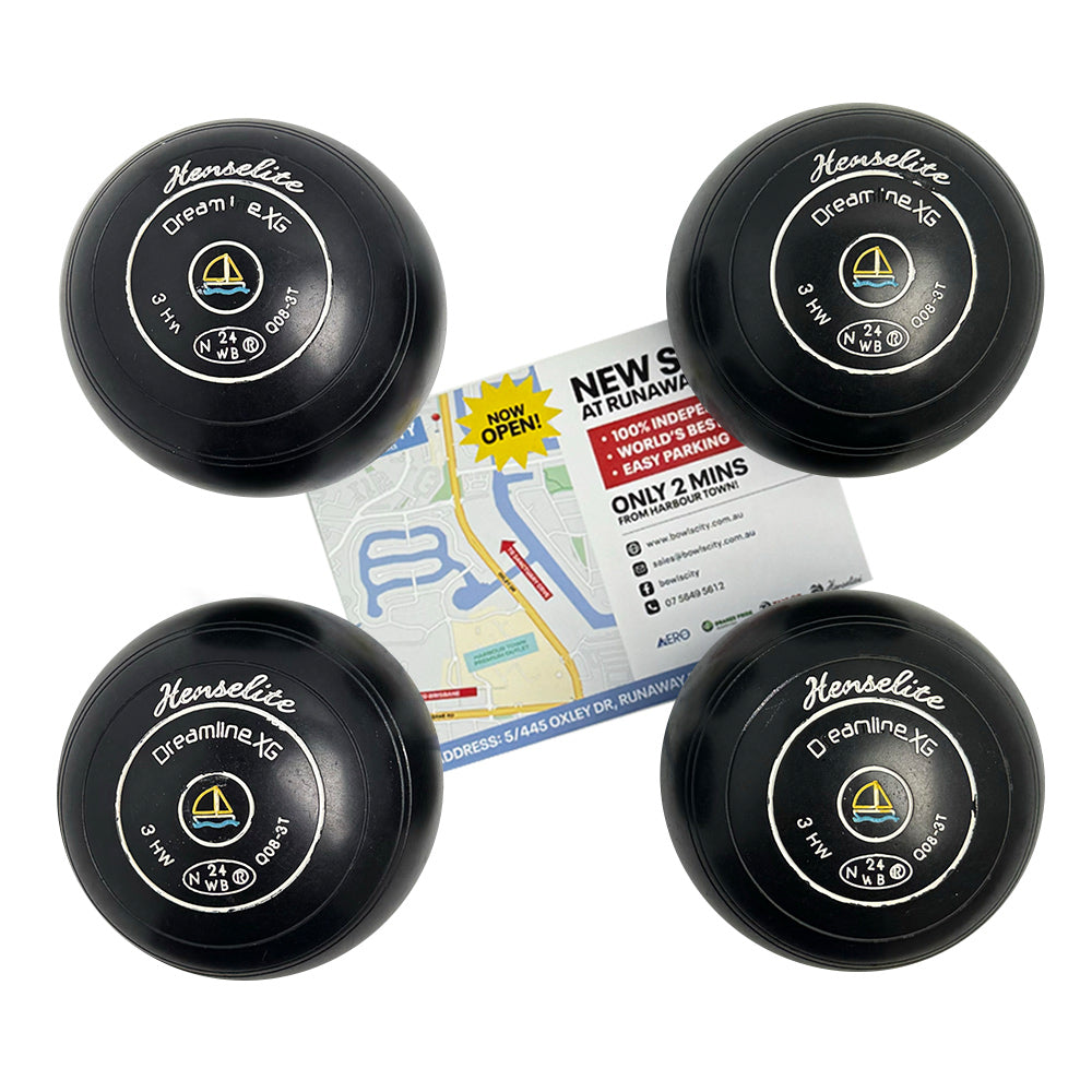 Henselite (Pre-Owned) Dreamline XG Lawn Bowls Size 3 Heavy Non-Gripped - Black