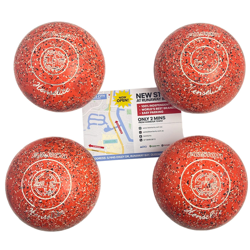 Henselite (Pre-Owned) Fusion Lawn Bowls Size 4 Heavy Non-Gripped - Orange Speckle