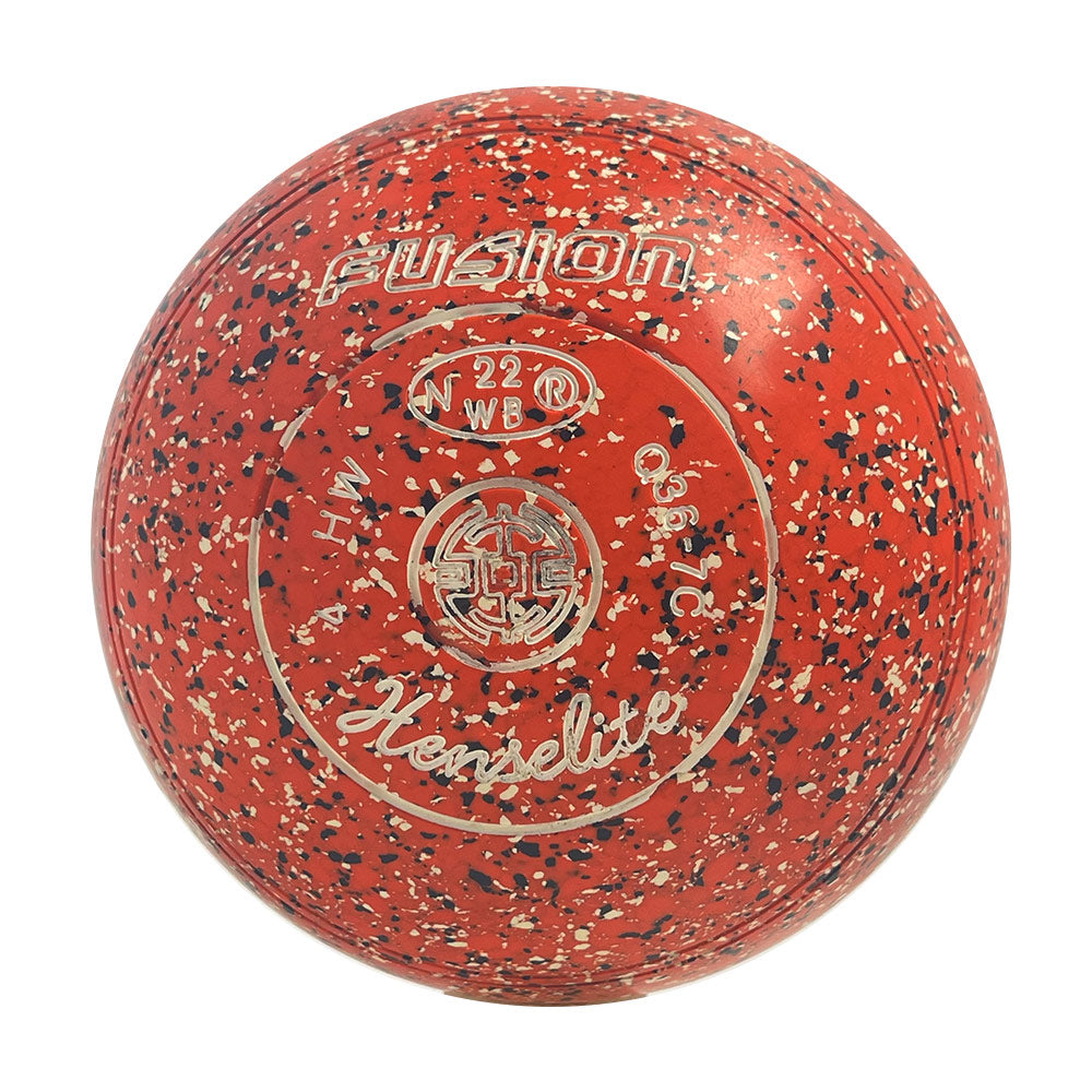 Henselite (Pre-Owned) Fusion Lawn Bowls Size 4 Heavy Non-Gripped - Orange Speckle