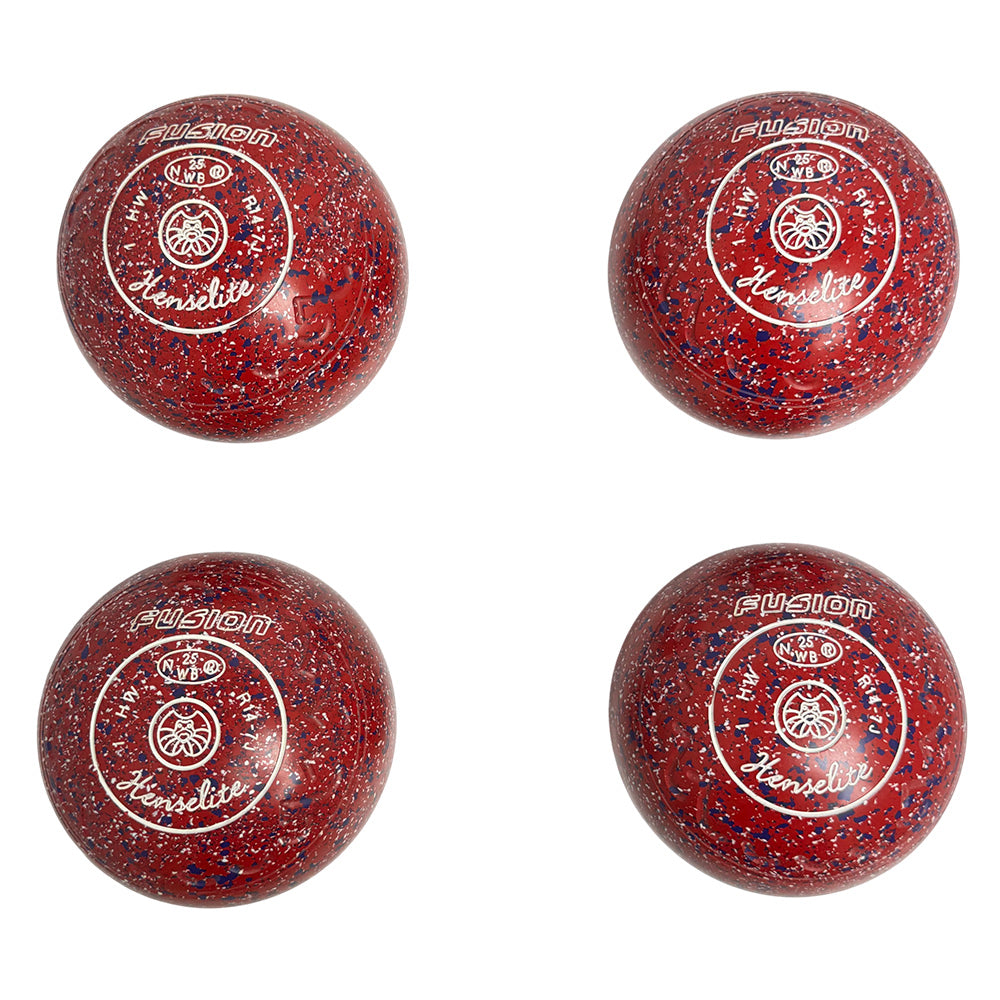 Henselite (Pre-Owned) Fusion Lawn Bowls Size 1 Heavy Gripped - Red Speckle R14-7J
