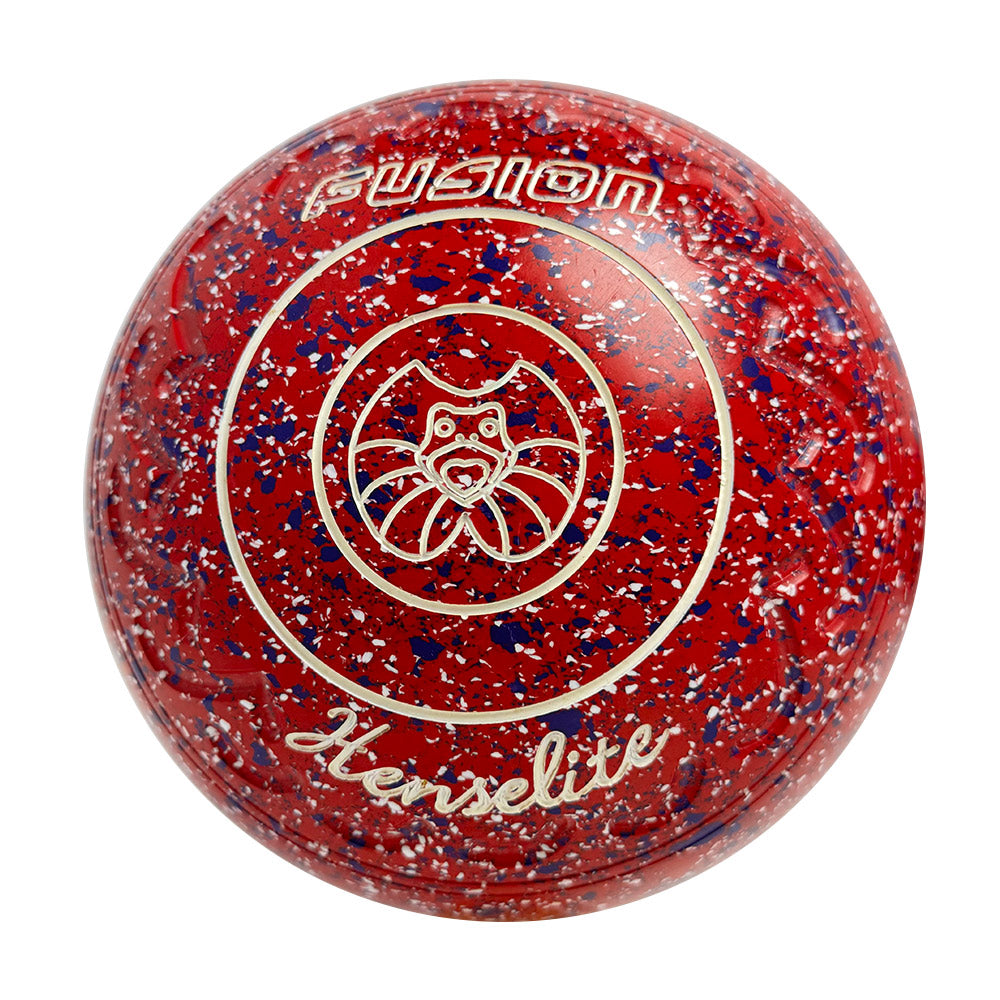Henselite (Pre-Owned) Fusion Lawn Bowls Size 1 Heavy Gripped - Red Speckle R14-7J