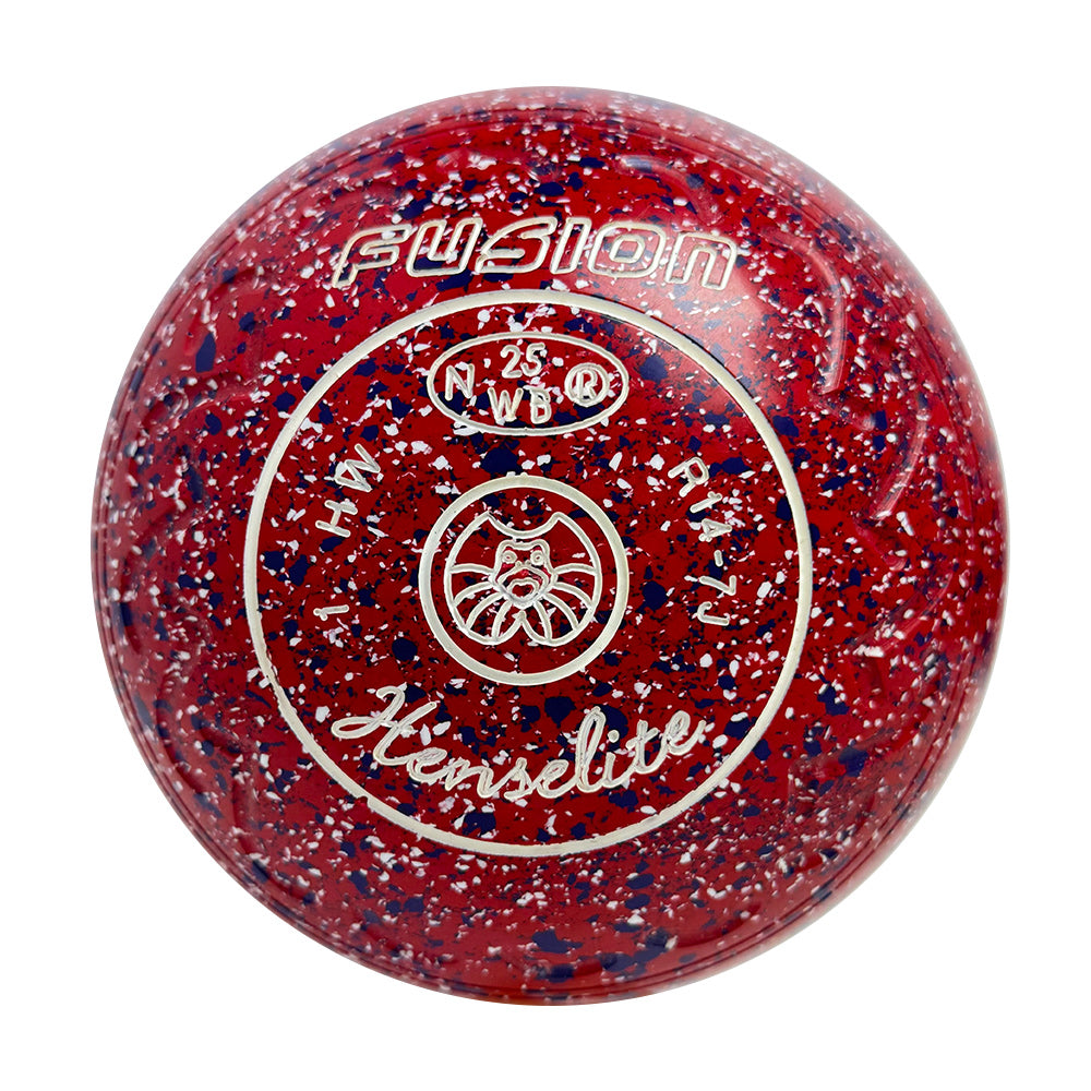 Henselite (Pre-Owned) Fusion Lawn Bowls Size 1 Heavy Gripped - Red Speckle R14-7J
