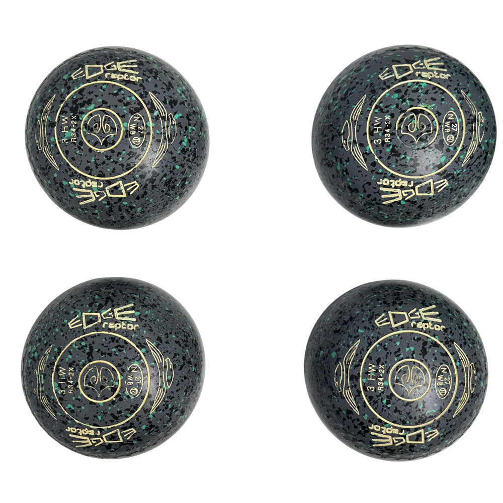Edge (Pre-Owned) Raptor Lawn Bowls Size 3 Heavy Gripped - Grey Speckle R34-2X