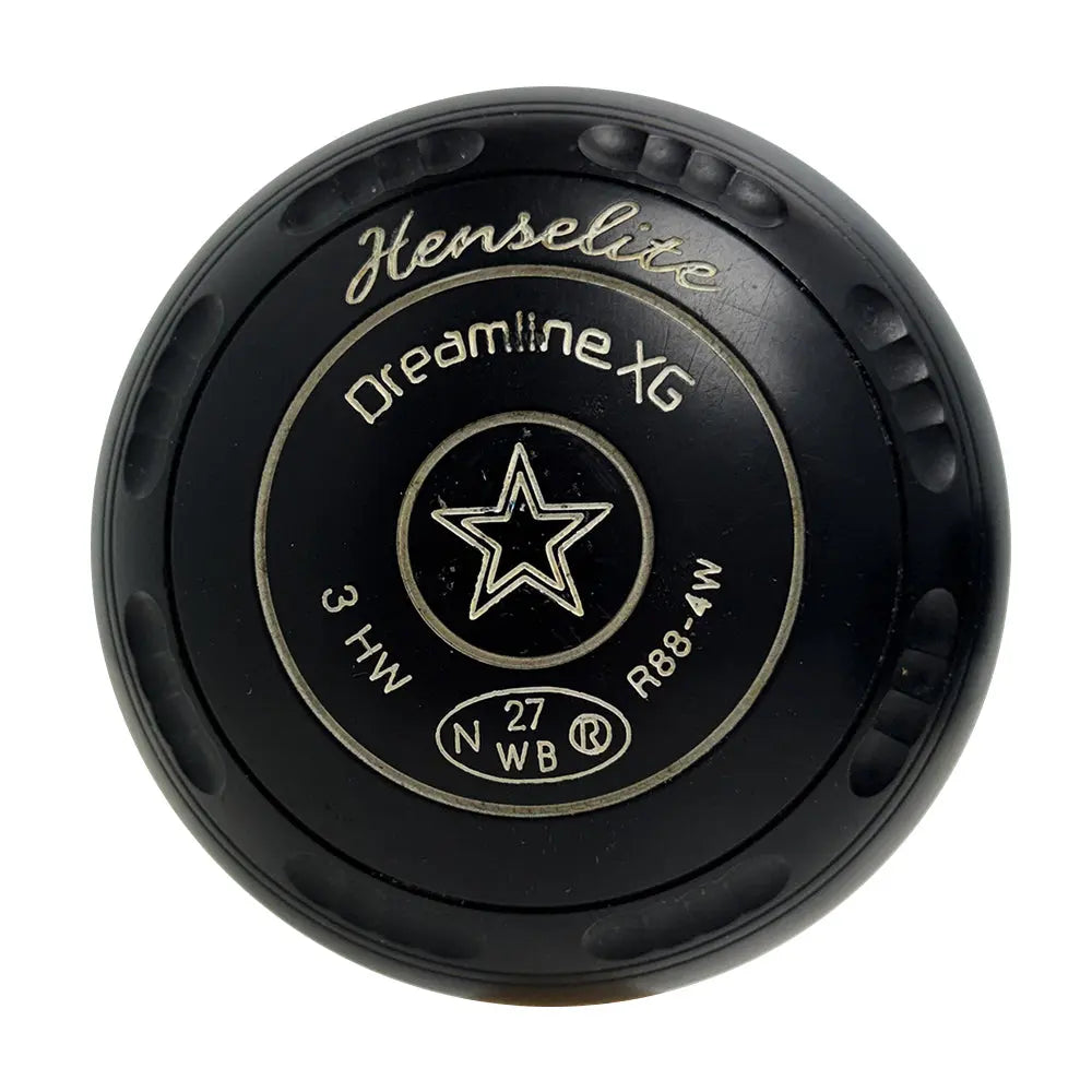 Henselite (Pre-Owned) Dreamline XG Lawn Bowls Size 3 Heavy Gripped Black - R88-4W Henselite