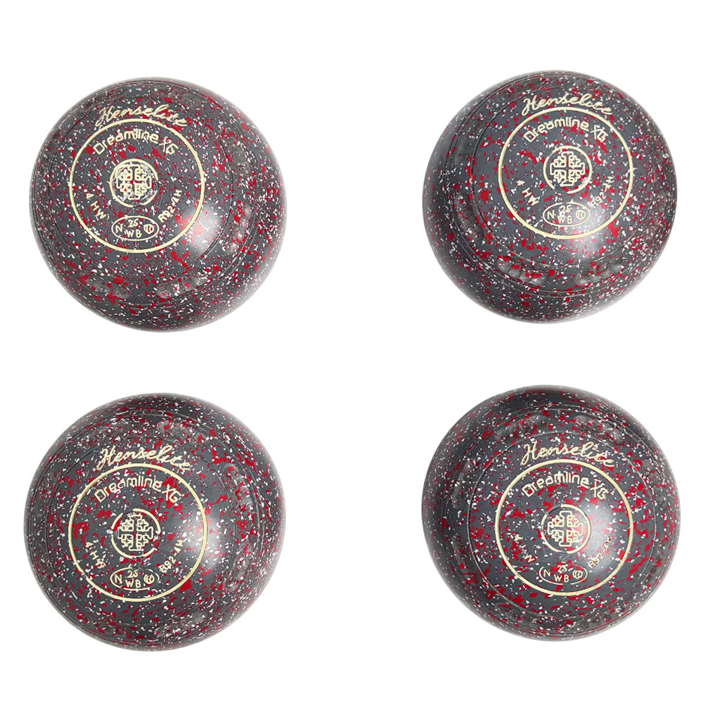 Henselite (Pre-owned) Dreamline XG Lawn Bowls Size 4 Heavy Gripped - Grey/Red R92-4H
