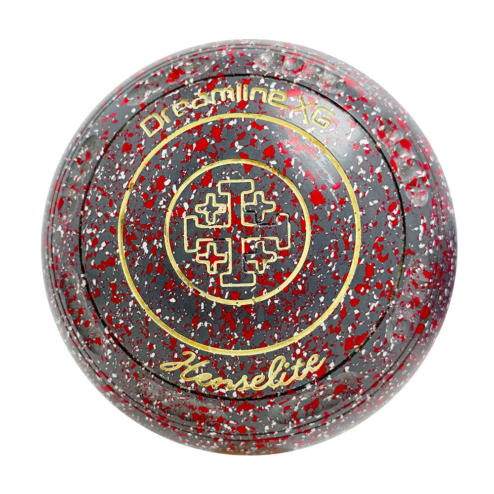 Henselite (Pre-owned) Dreamline XG Lawn Bowls Size 4 Heavy Gripped - Grey/Red R92-4H
