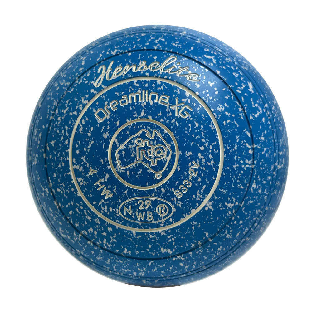 Henselite (Pre-Owned) Dreamline XG Lawn Bowls Size 4 Heavy Non-Gripped - Blue/White S33-2V