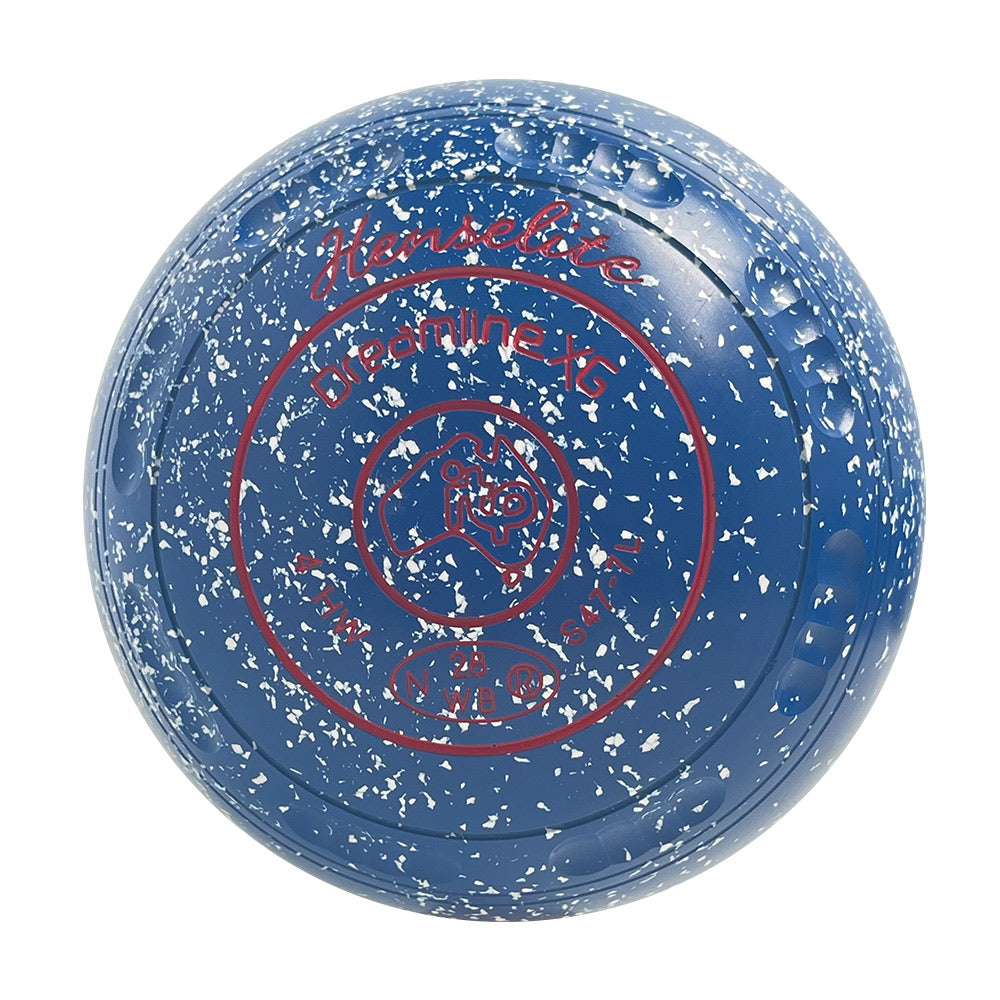 Henselite (Pre-Owned) Dreamline XG Lawn Bowls Size 4 Heavy Gripped -Blue/White Speckle