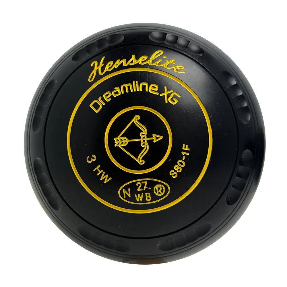 Henselite (Pre-owned) Dreamline XG Lawn Bowls Size 3 Heavy Gripped - Black S80-1F Henselite