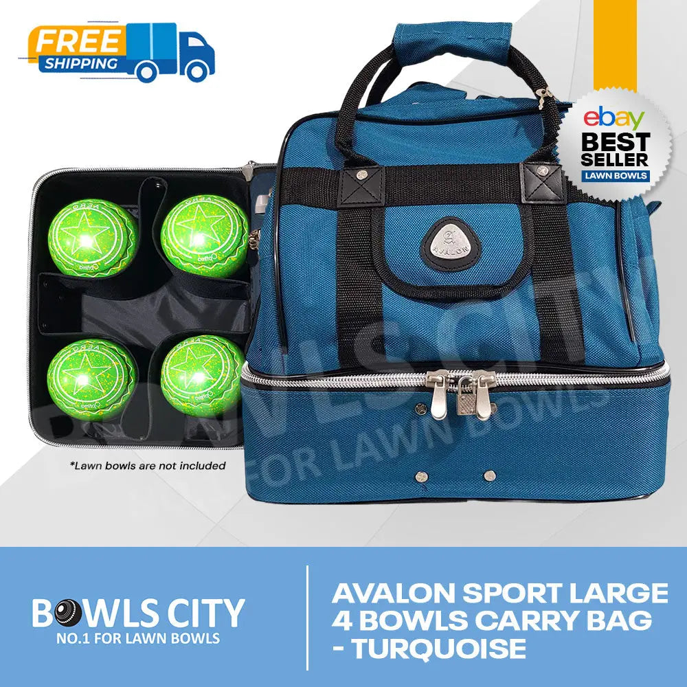 FREE AU POST! Turquoise Lawn Bowls Carry Style Bag. Fits 4 Bowls. Shoe Pocket - Bowls City