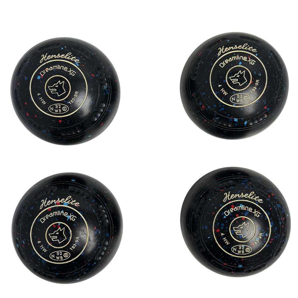 Henselite (Pre-Owned) Dreamline XG Lawn Bowls Size 4 Heavy Gripped - Black Speckle T83-9R