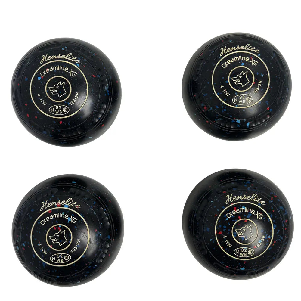 Henselite (Pre-Owned) Dreamline XG Lawn Bowls Size 4 Heavy Gripped - Black Speckle T83-9R - Bowls City