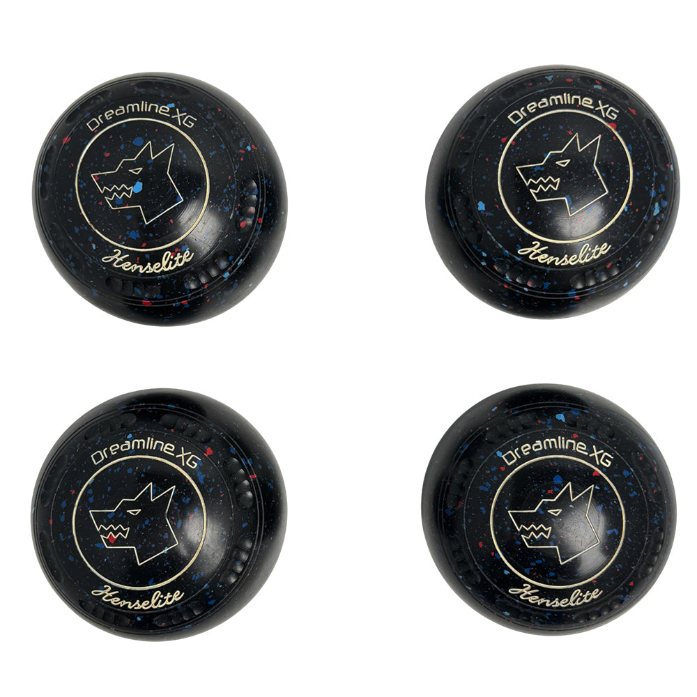 Henselite (Pre-Owned) Dreamline XG Lawn Bowls Size 4 Heavy Gripped - Black Speckle T83-9R