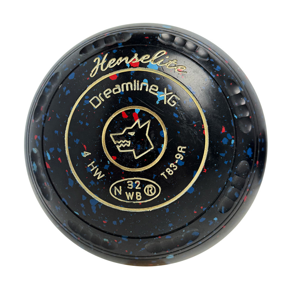 Henselite (Pre-Owned) Dreamline XG Lawn Bowls Size 4 Heavy Gripped - Black Speckle T83-9R