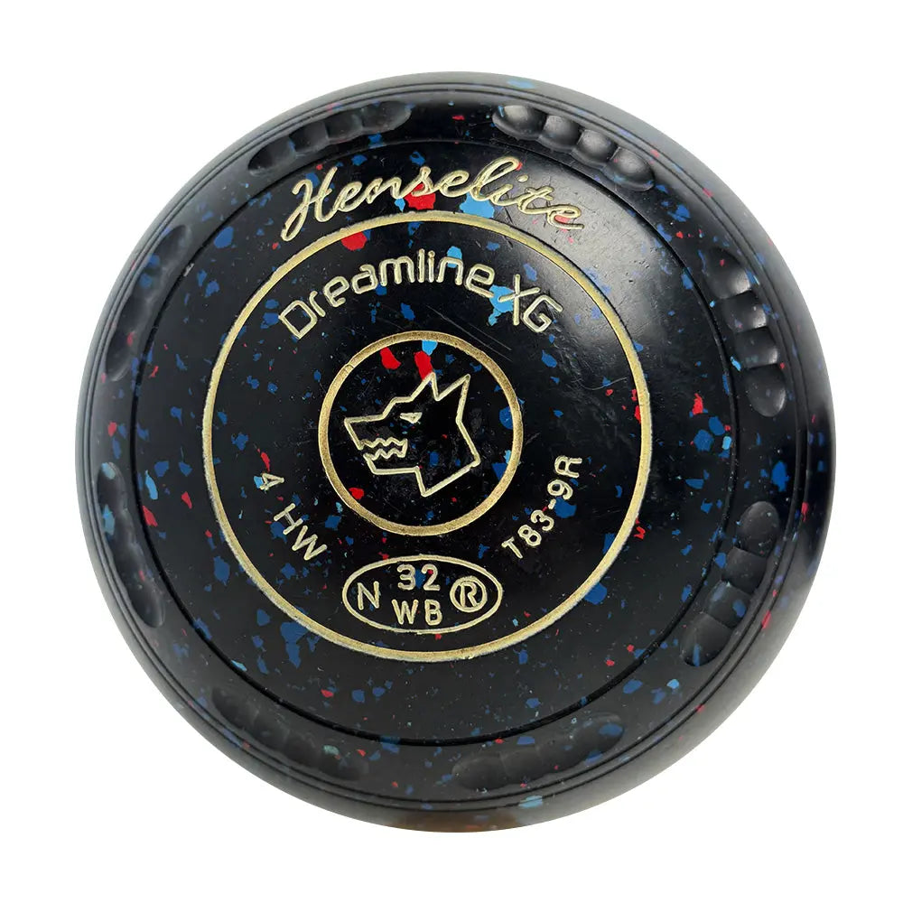 Henselite (Pre-Owned) Dreamline XG Lawn Bowls Size 4 Heavy Gripped - Black Speckle T83-9R - Bowls City