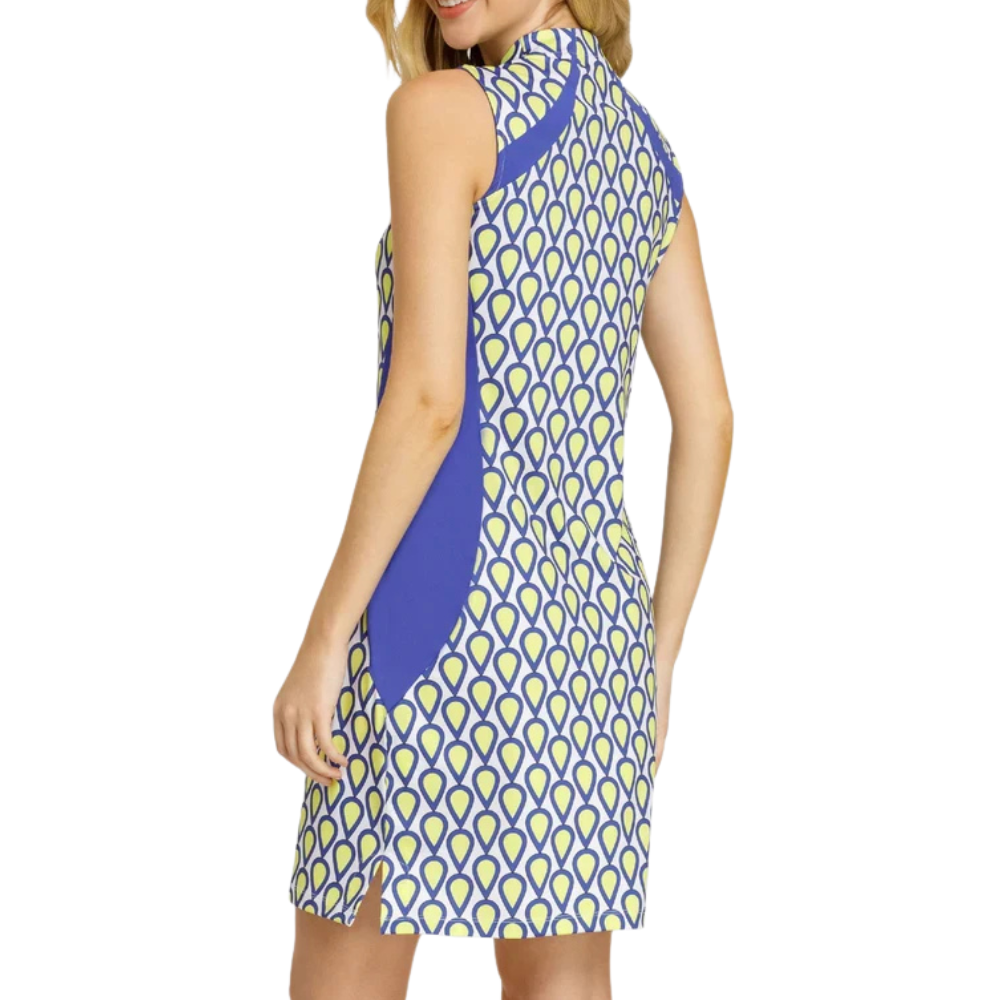 Tail Ivan Sleeveless Funnel Neck Dress - White/Blue/Yellow