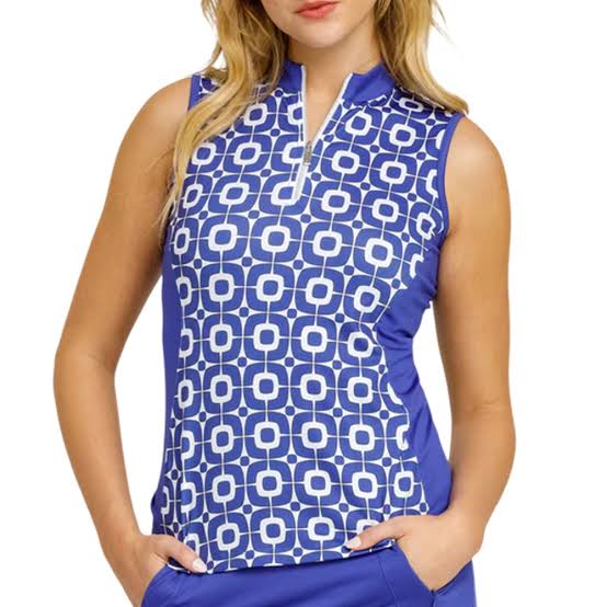 Tail Womens Layton Sleeveless Polo - White/Blue