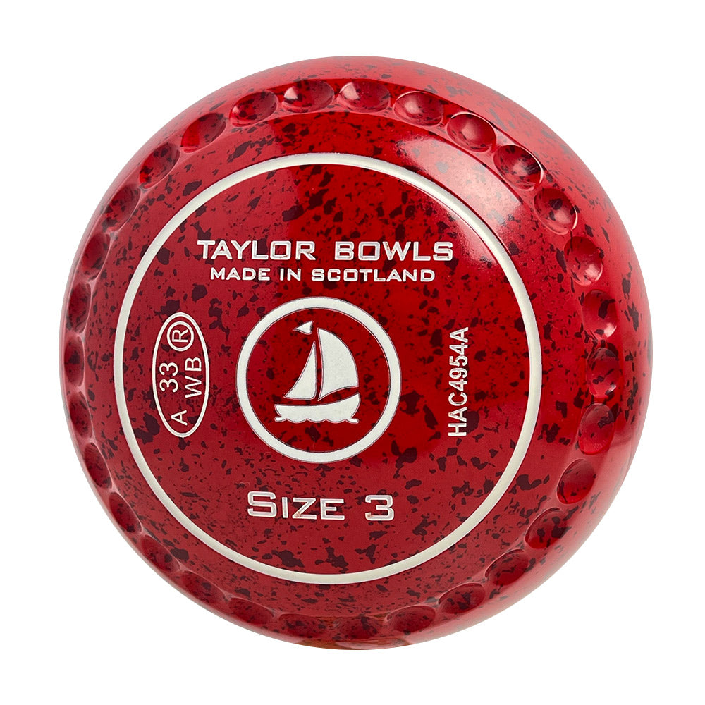 Taylor GTR Lawn Bowls Size 3 Heavy Gripped Red/Maroon HAC4954A