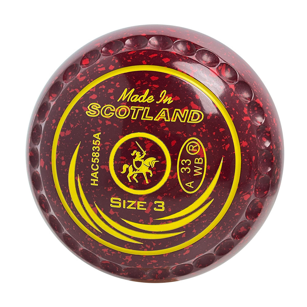 Taylor SRV Lawn Bowls Size 3 Heavy Gripped Maroon/Red HAC5835A