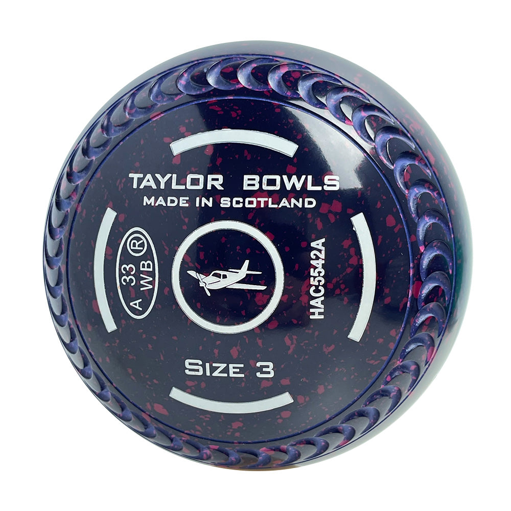 Taylor SR Lawn Bowls Size 3 Heavy Gripped Dark Blue/Magenta - HAC5542A