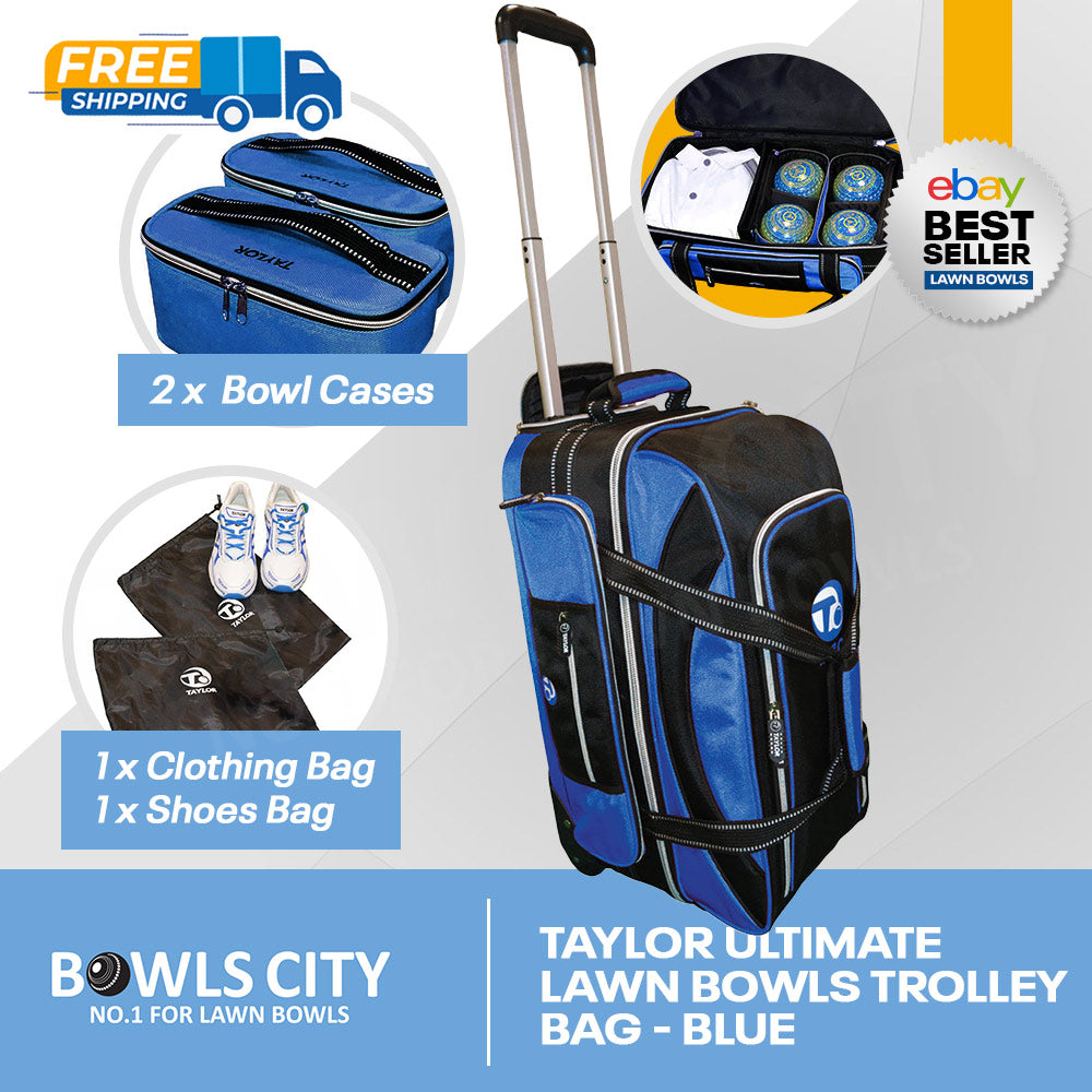 POSTAGE INCL! Taylor Large Size Black/Blue 4 Bowls Bag on wheels  H/D