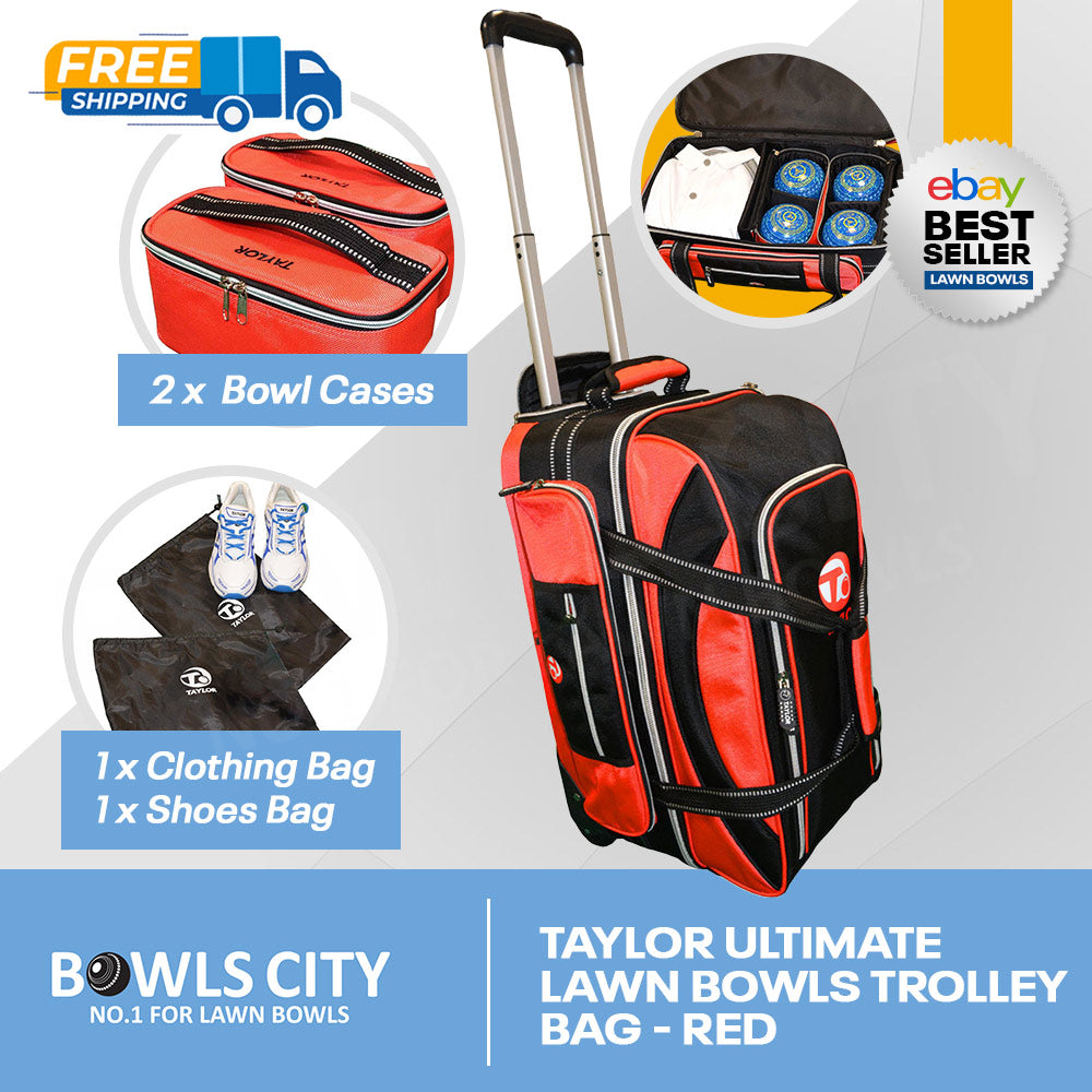 POSTAGE INCL! Taylor Large Size Black/Red 4 Bowls Bag on wheels
