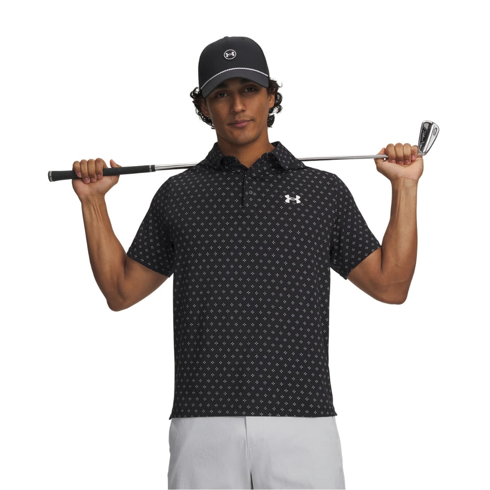 Under Armour Playoff 3.0 Print Mens Polo - Black/White