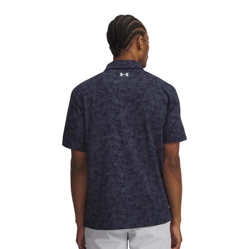 Under Armour Playoff 3.0 Print Mens Polo - Navy/Grey