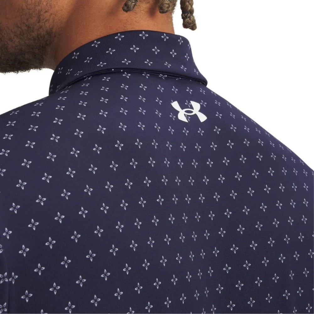 Under Armour Playoff 3.0 Print Mens Polo - Navy/White