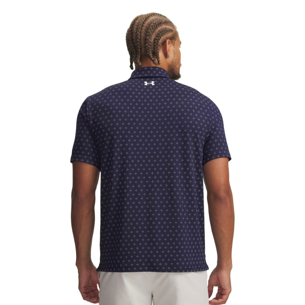 Under Armour Playoff 3.0 Print Mens Polo - Navy/White