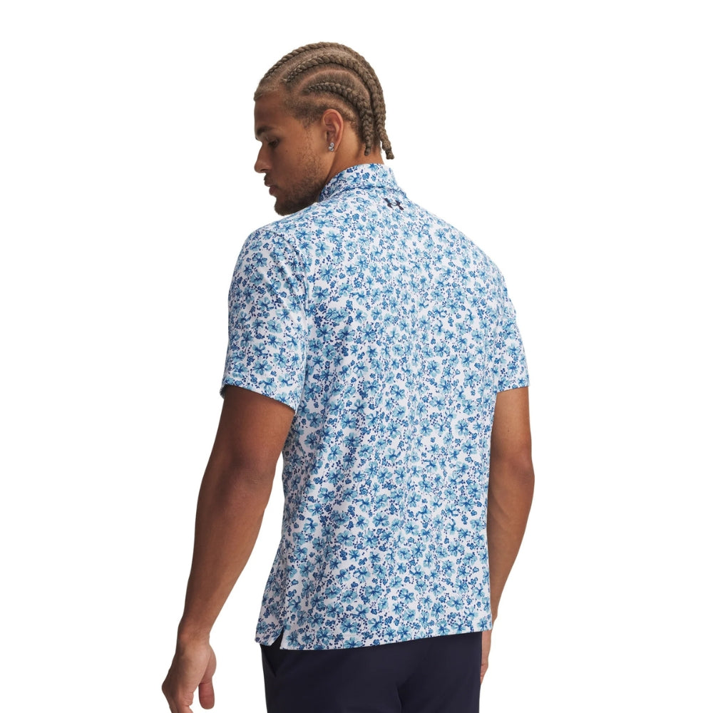 Under Armour Playoff 3.0 Print Mens Polo - White/Blue