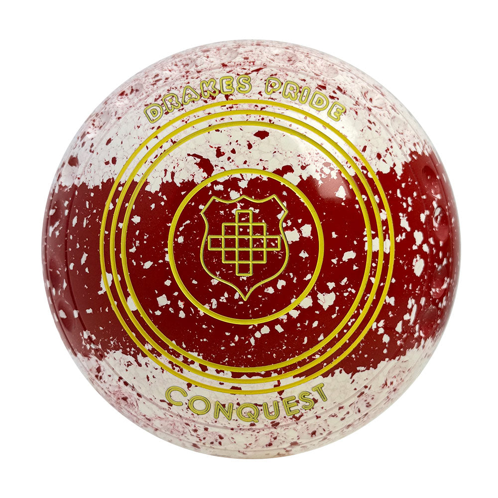 Drakes Pride Conquest Lawn Bowls Size 3 Heavy Gripped Tri-Band  White Red  X1-7772