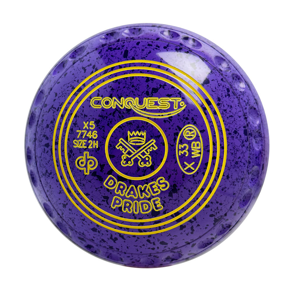 Drakes Pride Conquest Lawn Bowls Size 2 Heavy Gripped Light Purple/Purple X5-7746