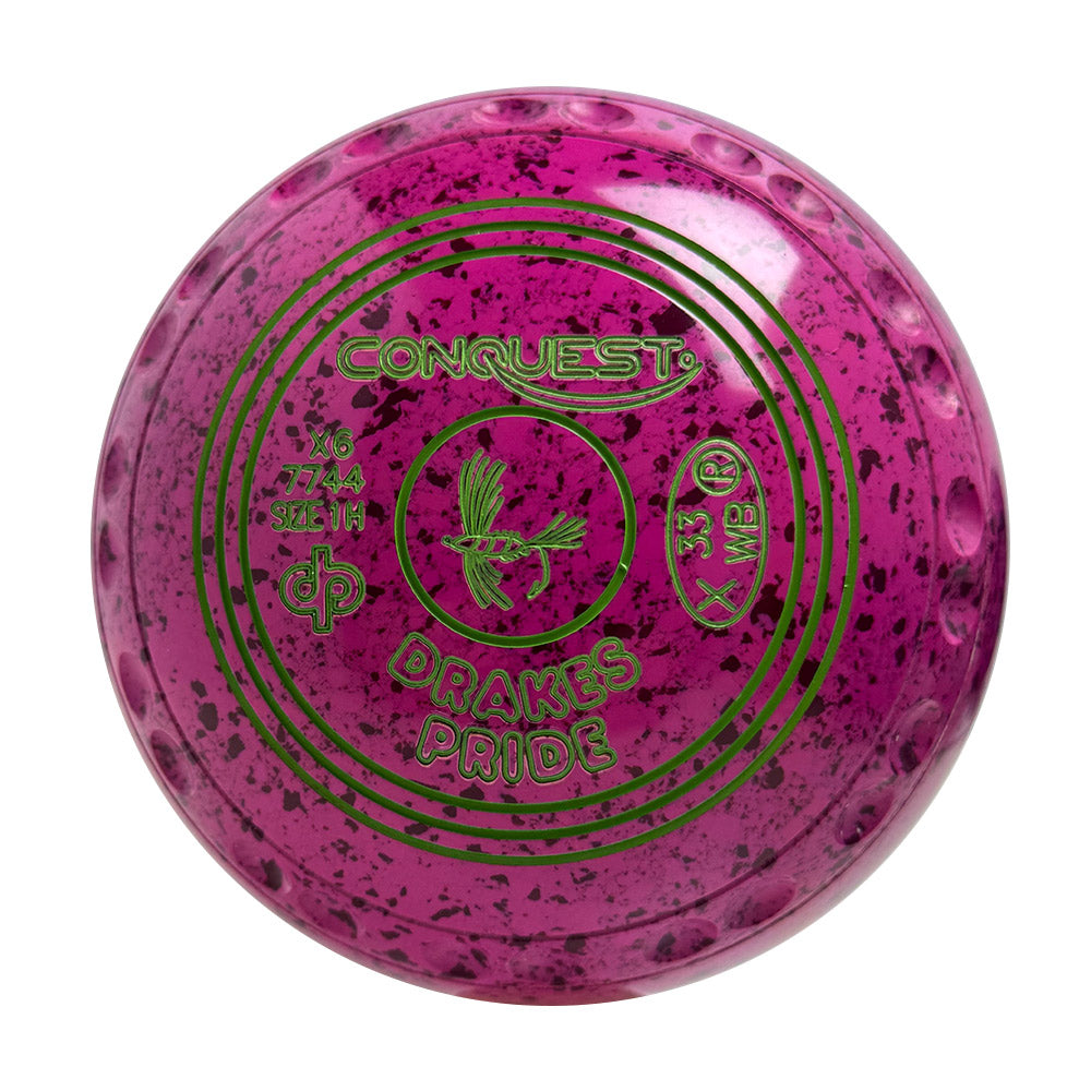 Drakes Pride Conquest Lawn Bowls Size 1 Heavy Gripped Pink Magenta X6-7744