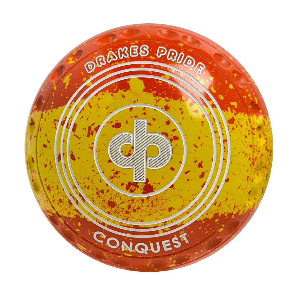 Drakes Pride Conquest Lawn Bowls Size 3 Heavy Gripped Tri-Band Orange Yellow  Y2-9975